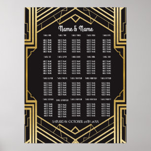 Table Mariage Gatsby Art Déco Poster 20 places