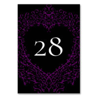 Mariage gothique du coeur mauve et noir Numéro de 