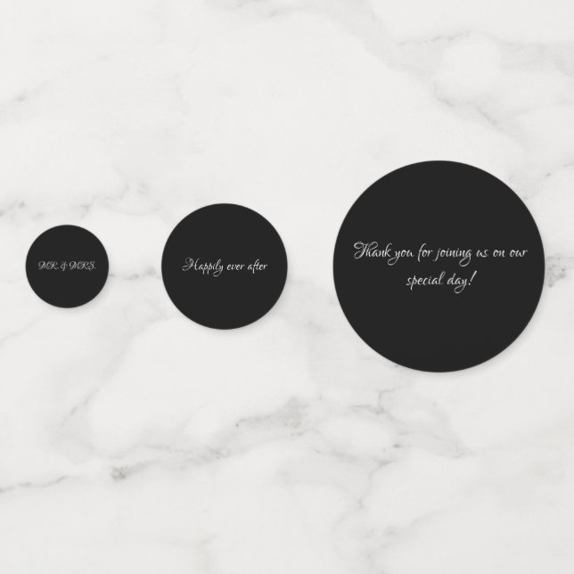 Table mariage noir et blanc confetti (Devant)