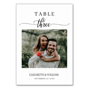 Table Mariage photo Elegance Script Numéro de tableau Tr