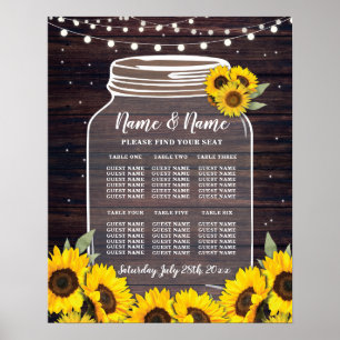 Table Mariage Poster Siège Sunflower Jar Wood