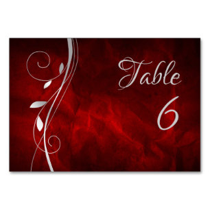 Table Mariage rouge profond à feuille d'argent Numéro de