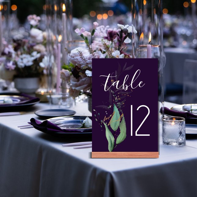 Table Mariage vert moderne violet Numéro de tableau (Créateur téléchargé)