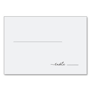 "TABLE" Minimalist Gray Cursive Line Table Number