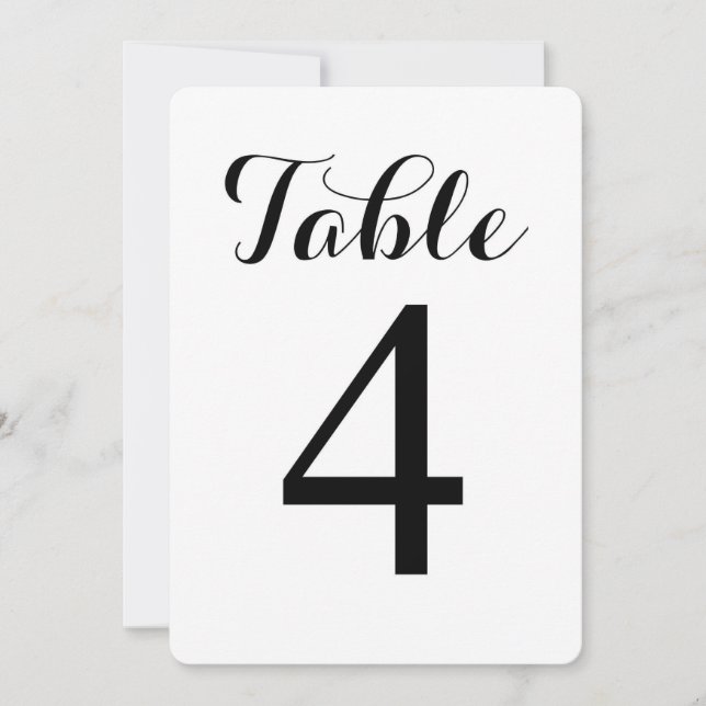 Table Modern Script 4 | Carte de numéros de table (Devant)