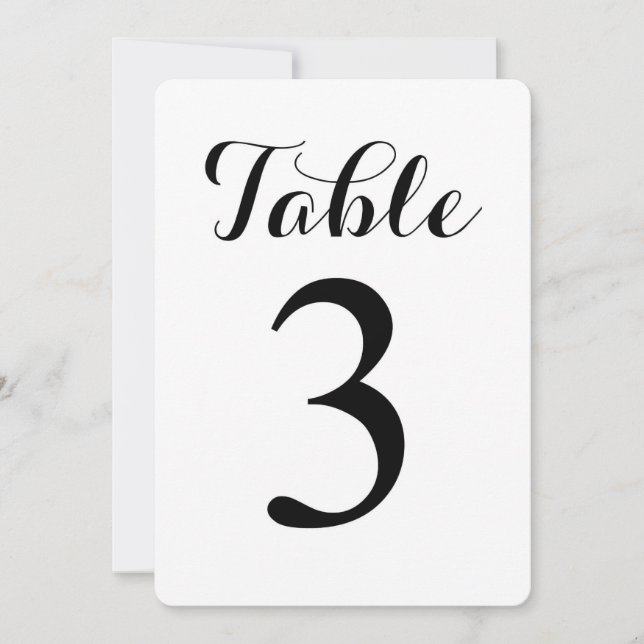 Table moderne de script 3 | Carte de numéros de ta (Devant)