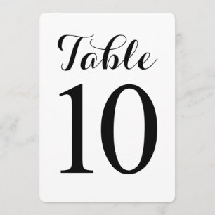 Table moderne numéro 10   Carte numéros de table