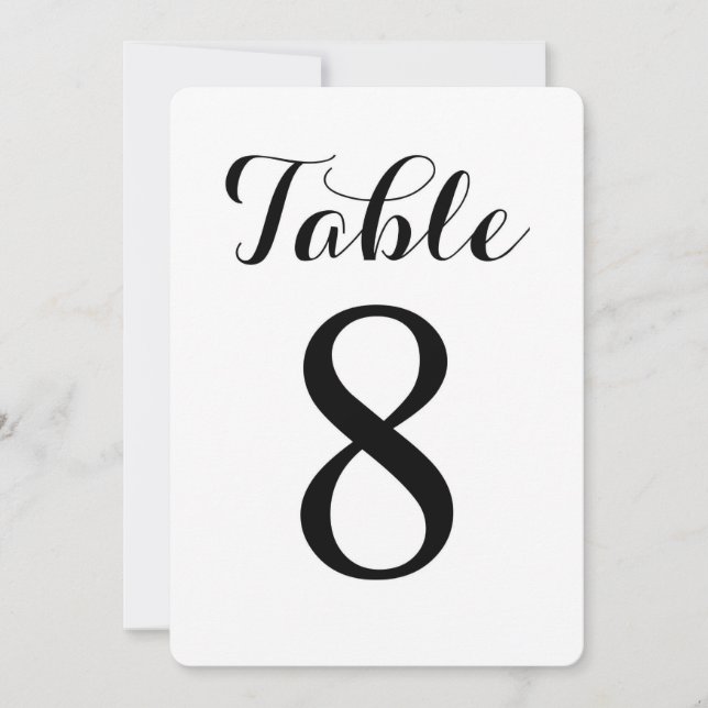 Table moderne numéro 8 | Carte numéros de table (Devant)