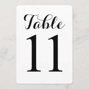 Table moderne script 11 Carte de numéros de tabl
