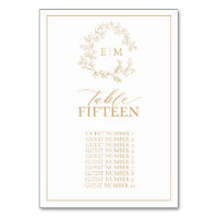 Monogramme de cime dorée Mariage Numéro de tableau