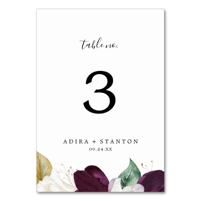 Table Moody Purple Blooms Numéro de tableau (Par défaut)