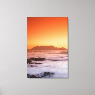 Table Mountain At Sunset, Bloubergstrand Canvas Print