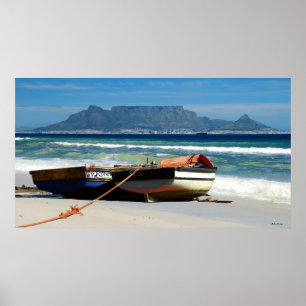 Table Mountain & fishing boats, Cape Town, RSA Poster