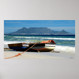 Table Mountain & fishing boats, Cape Town, RSA Poster