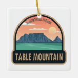 Table Mountain National Park South Africa Vintage Ceramic Ornament<br><div class="desc">Table Mountain vector artwork design. The park's iconic,  flat-topped Table Mountain is its centerpiece.</div>