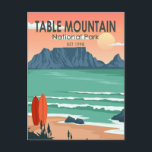 Table Mountain National Park South Africa Vintage Postcard<br><div class="desc">Table Mountain vector artwork design. The park's iconic,  flat-topped Table Mountain is its centerpiece.</div>