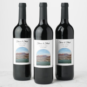 Table Mountain Wedding Favour Personalized Wine Label