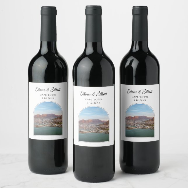 Table Mountain Wedding Favour Personalized Wine Label (Bottles)