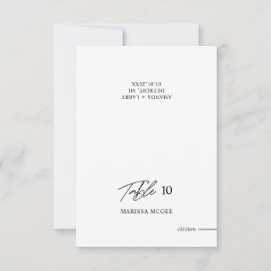 Table, Name and Meal Choice Wedding Place Card