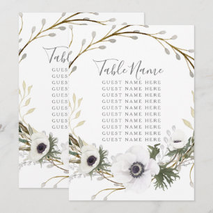 Table Name Seating Anemone Fern Wreath Wedding Invitation