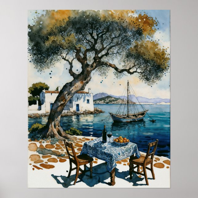 Table next to the sea poster (Front)