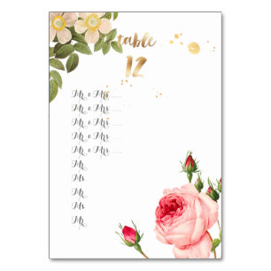 Table No./Vintage Roses/Pin It to Seating Board Table Number