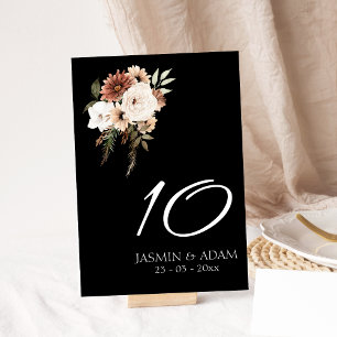 Table Noir rustique et Mariage floral de Pêche Numéro de