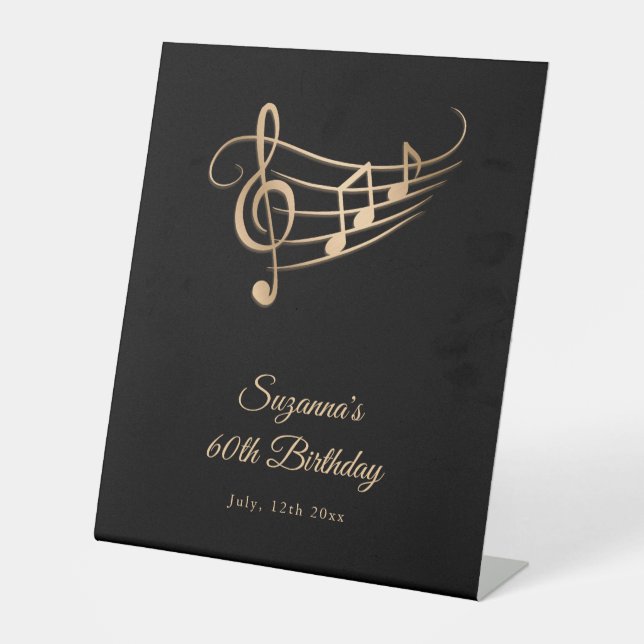 Table Notes de musique or d'anniversaire Elegant signe d (Recto)