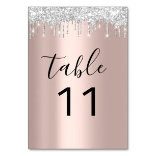 Table Nuber Silver GRay Grey Driips Rose Gold Blac Table Number