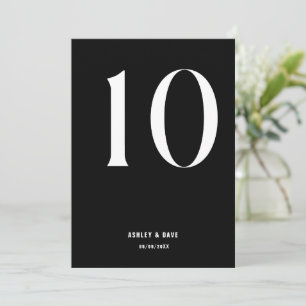 Table Number 10 Bold Black Wedding Table Number