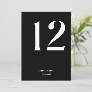 Table Number 12 Bold Black Wedding Table Number