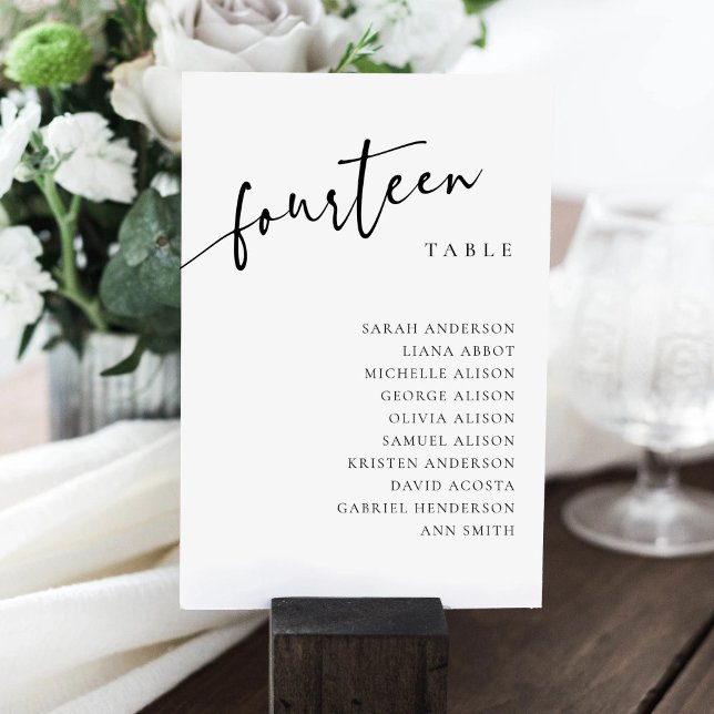 Table Number 14 Fourteen Seating Chart Card (Creator Uploaded)