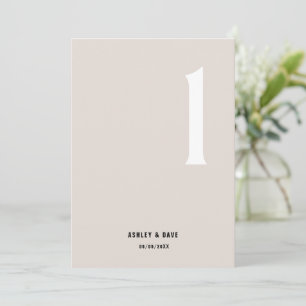 Table Number 1 Bold Beige Wedding Table Number