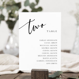 Table Number 2 Two Seating Chart Card