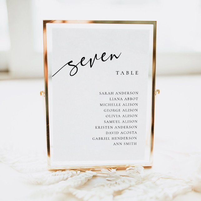 Table Number 7 Seven Seating Chart Card (Creator Uploaded)