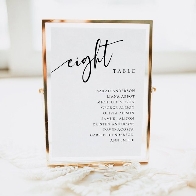 Table Number 8 Eight Seating Chart Card (Creator Uploaded)