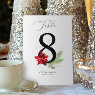 Table Number 8 Gold Watercolor & Holiday Botanical