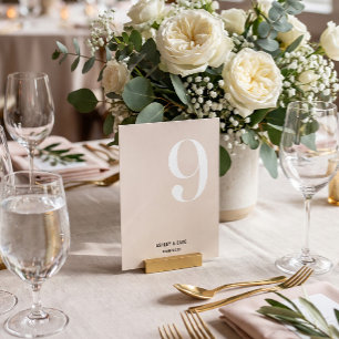 Table Number 9 Bold Beige Wedding Table Number