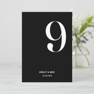 Table Number 9 Bold Black Wedding Table Number