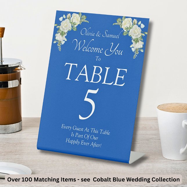 Table Number, Acrylic Pedestal Sign Cobalt Blue (Creator Uploaded)