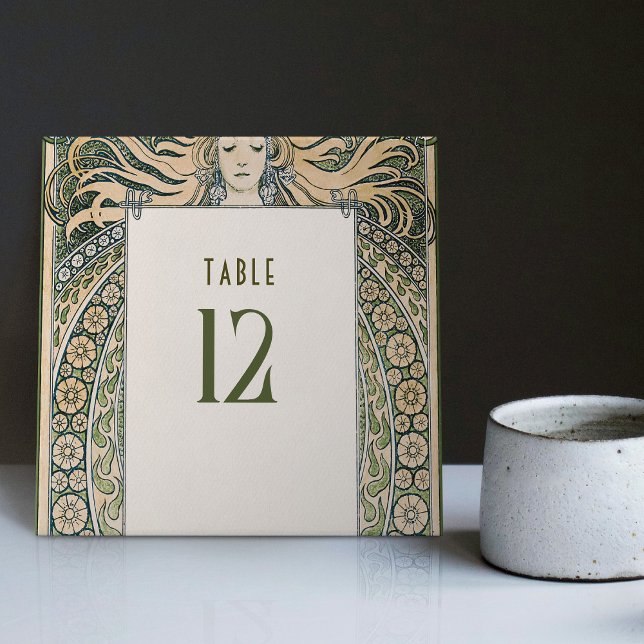 Table Number Art Nouveau Mucha Vintage Deco Tile (Creator Uploaded)