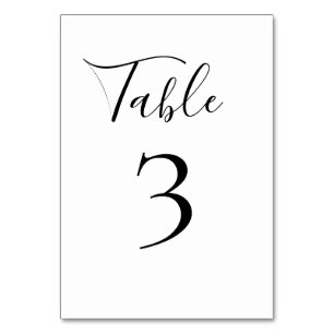 Table Number Black and White
