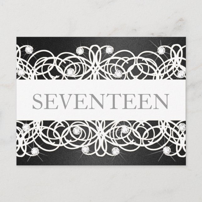 Table Number Black Shimmer and Crystals Postcard (Front)