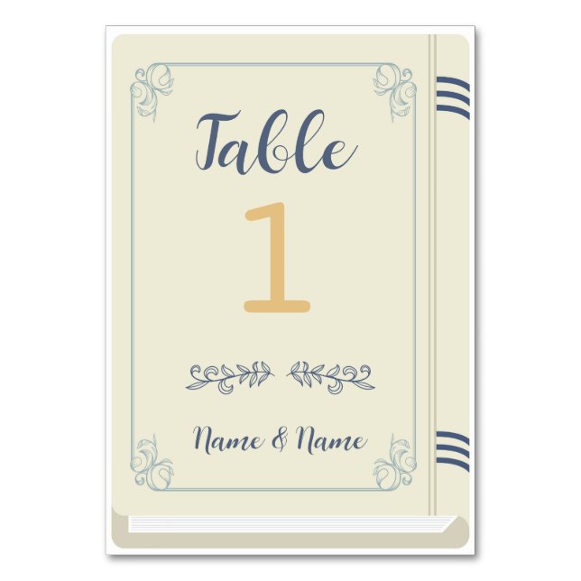 Table Number Book Wedding Library Author Cream (Back)
