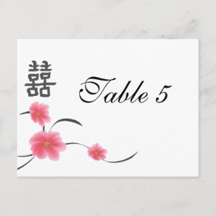 Table Number Card Cherry Blossom Double Happiness