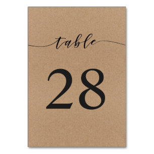 Table Number Card Elegant Calligraphy Handwritin