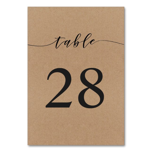 Table Number Card | Elegant Calligraphy Handwritin (Front)
