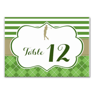 Table number card golf green gold
