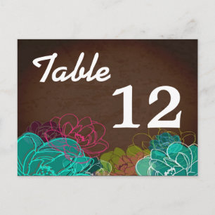 Table Number Card Neon Spring Floral Flower Blosso