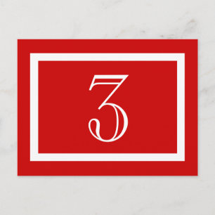 Table Number Card - Red - Customizable